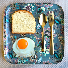 Load image into Gallery viewer, Grey Floral Aluminium Serving Platter | Casa Kriti