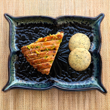 Load image into Gallery viewer, Black Embossing Ceramic Serving Platter | Casa Kriti