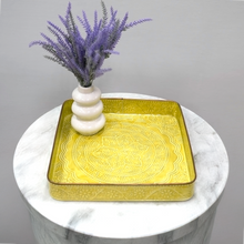 Load image into Gallery viewer, Neon Yellow Square Serving Tray | Casa Kriti