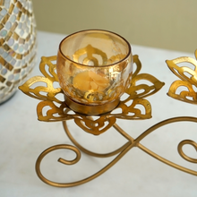 Load image into Gallery viewer, Golden Glow Tea Light Holder Set | Casa Kriti