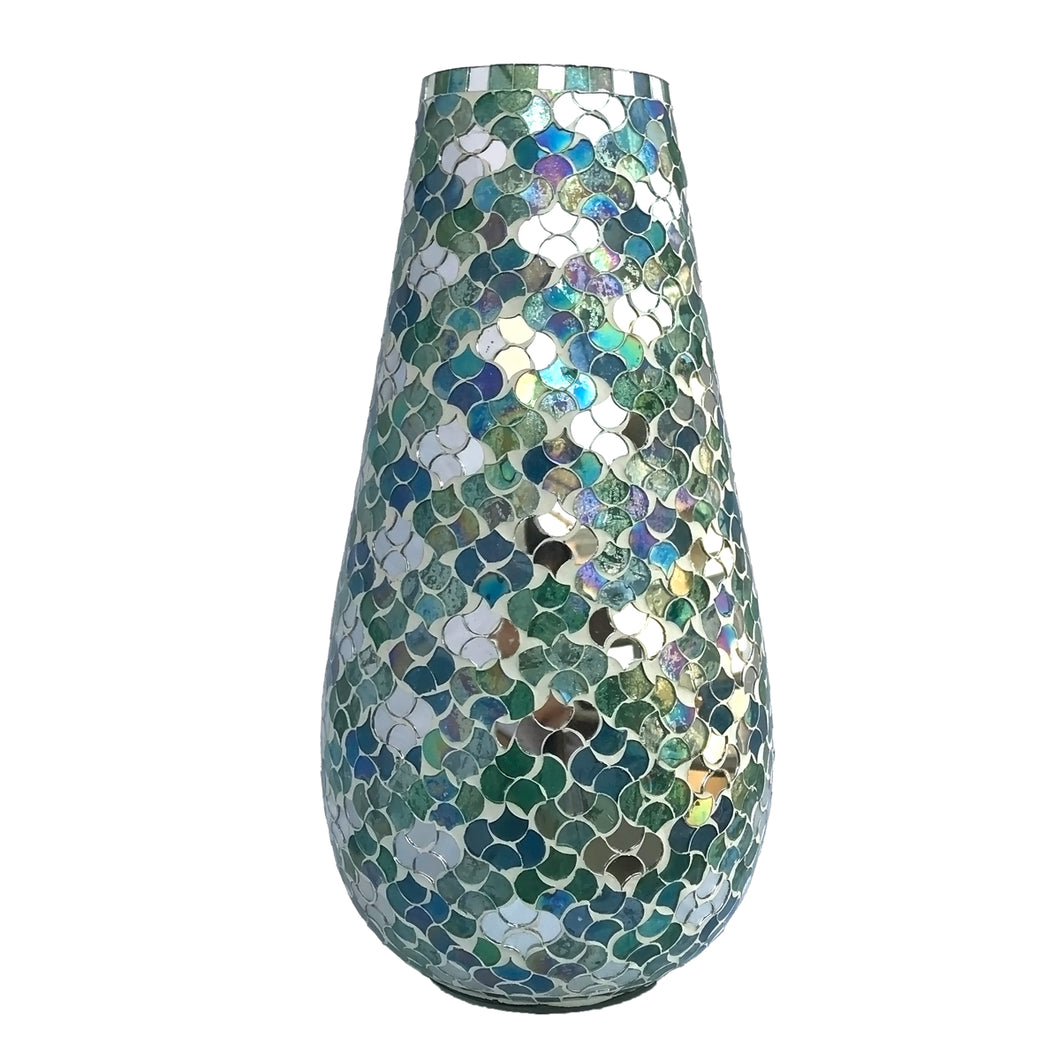 Blue Lagoon Mosaic Glass Vase | Casa Kriti