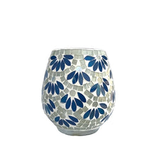 Load image into Gallery viewer, Blue Petals Mosaic Glass Vase Small | Casa Kriti