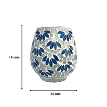 Load image into Gallery viewer, Blue Petals Mosaic Glass Vase Small | Casa Kriti