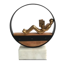 Load image into Gallery viewer, The Book Reader Figurine with Marble Base | Casa Kriti