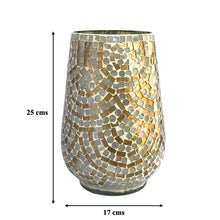 Load image into Gallery viewer, Golden Ivory Mosaic Glass Vase | Casa Kriti