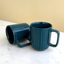Load image into Gallery viewer, Teal Ceramic Coffee Mug Pair | Casa Kriti