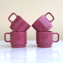 Load image into Gallery viewer, Deep Pink Ceramic Cups Set of 6 | Casa Kriti