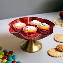 Load image into Gallery viewer, Red Hammered Aluminium Platter | Casa Kriti