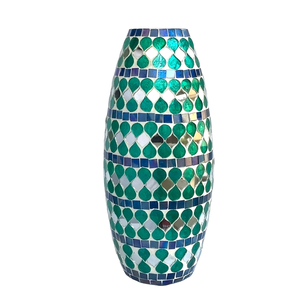 Teal Mirage Mosaic Glass Vase | Casa Kriti