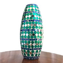 Load image into Gallery viewer, Teal Mirage Mosaic Glass Vase | Casa Kriti
