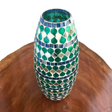 Load image into Gallery viewer, Teal Mirage Mosaic Glass Vase | Casa Kriti