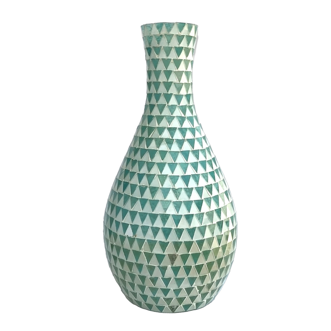 White Blue Wave Mosaic Glass Vase | Casa Kriti