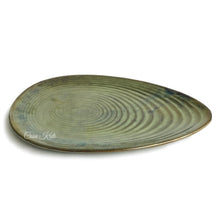 Load image into Gallery viewer, Almond-shaped Green Ceramic Serving Platter by Casa Kriti