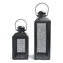 Load image into Gallery viewer, Black Mesh Pillar Candle Lantern Pair | Casa Kriti
