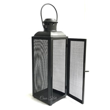 Load image into Gallery viewer, Black Mesh Pillar Candle Lantern Pair | Casa Kriti