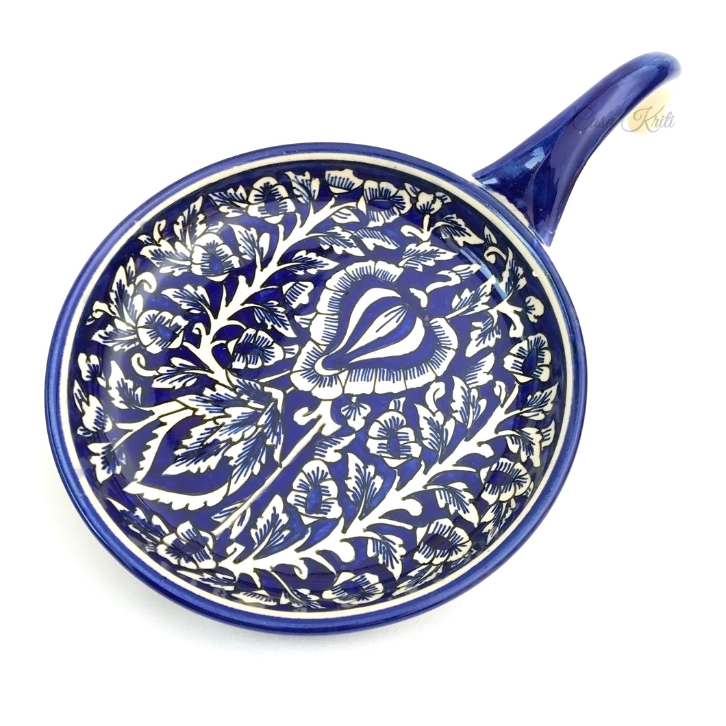 Blue Serving Plate with Kalamkari Design | Casa Kriti
