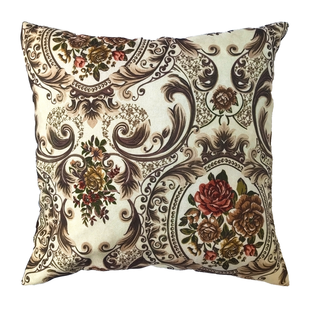 Brown Wild Floral Printed Cushion Cover | Casa Kriti