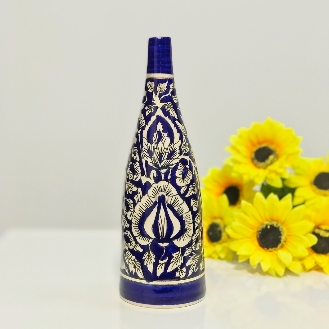 Floral Blue Small Ceramic Vase | Casa Kriti
