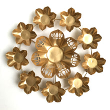 Load image into Gallery viewer, Gold Lotus Urli with 9 Tea Light Candle Holders | Casa Kriti