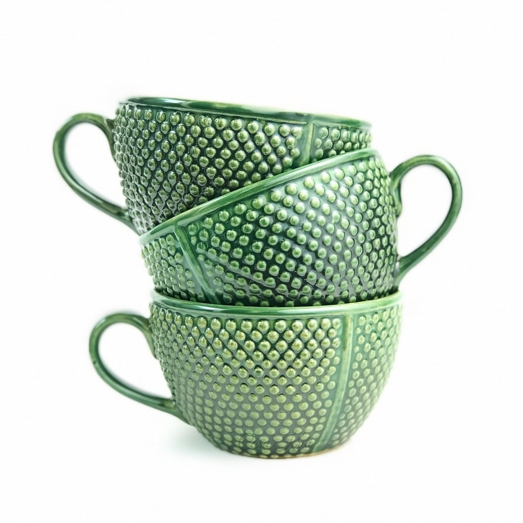 Green Soup Mugs with Spoons Set of 6 | Casa Kriti