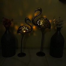 Load image into Gallery viewer, Long Necked Crane Tall Candle Stand Set of 2 | Casa Kriti
