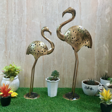 Load image into Gallery viewer, Long Necked Crane Tall Candle Stand Set of 2 | Casa Kriti