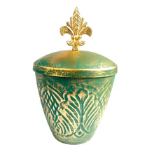 Load image into Gallery viewer, Luxurious Green-Golden Decorative Jar with Lid | Casa Kriti