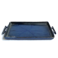 Load image into Gallery viewer, Striped Blue Ceramic Serving Tray | Casa Kriti
