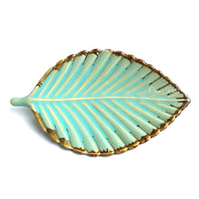 Load image into Gallery viewer, Turquoise Leaf Ceramic Serving Platter by Casa Kriti