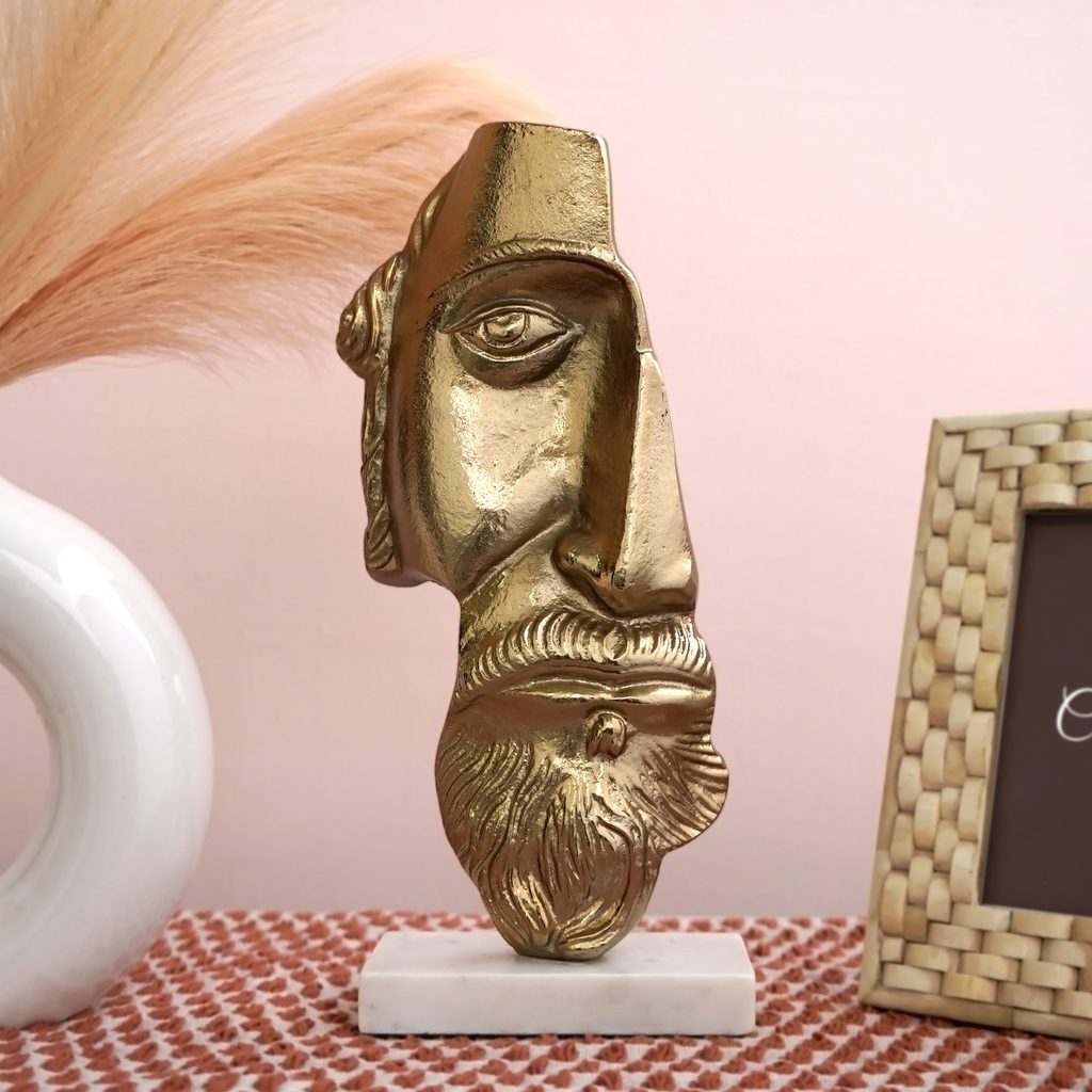 Regal Gold Bearded Face Figurine | Casa Kriti