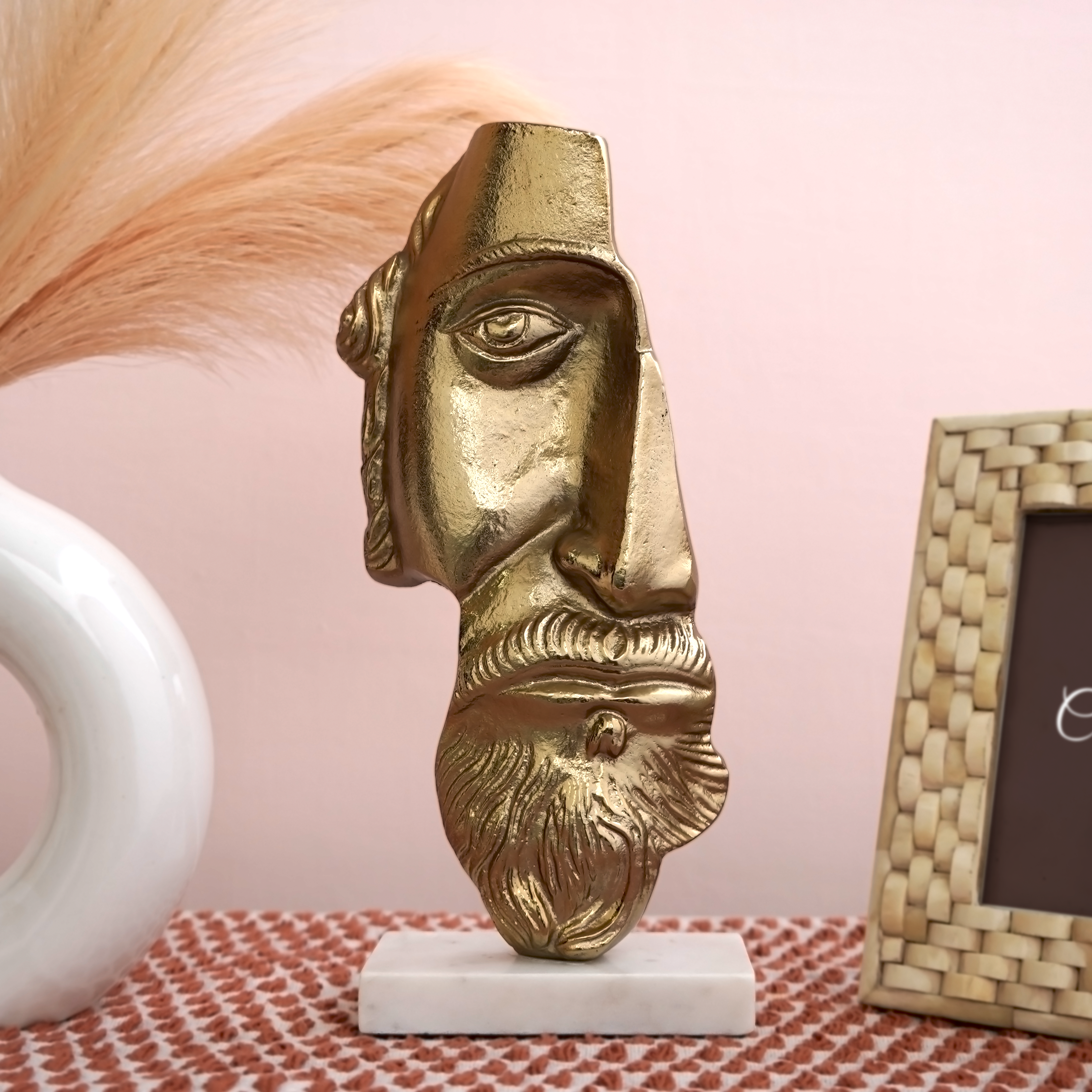 Regal Gold Bearded Face Figurine | Casa Kriti