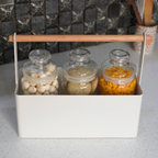 White Kitchen Organizer with Wooden Handle | Casa Kriti