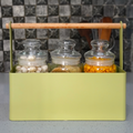 Matte Green Kitchen Organizer with Wooden Handle | Casa Kriti