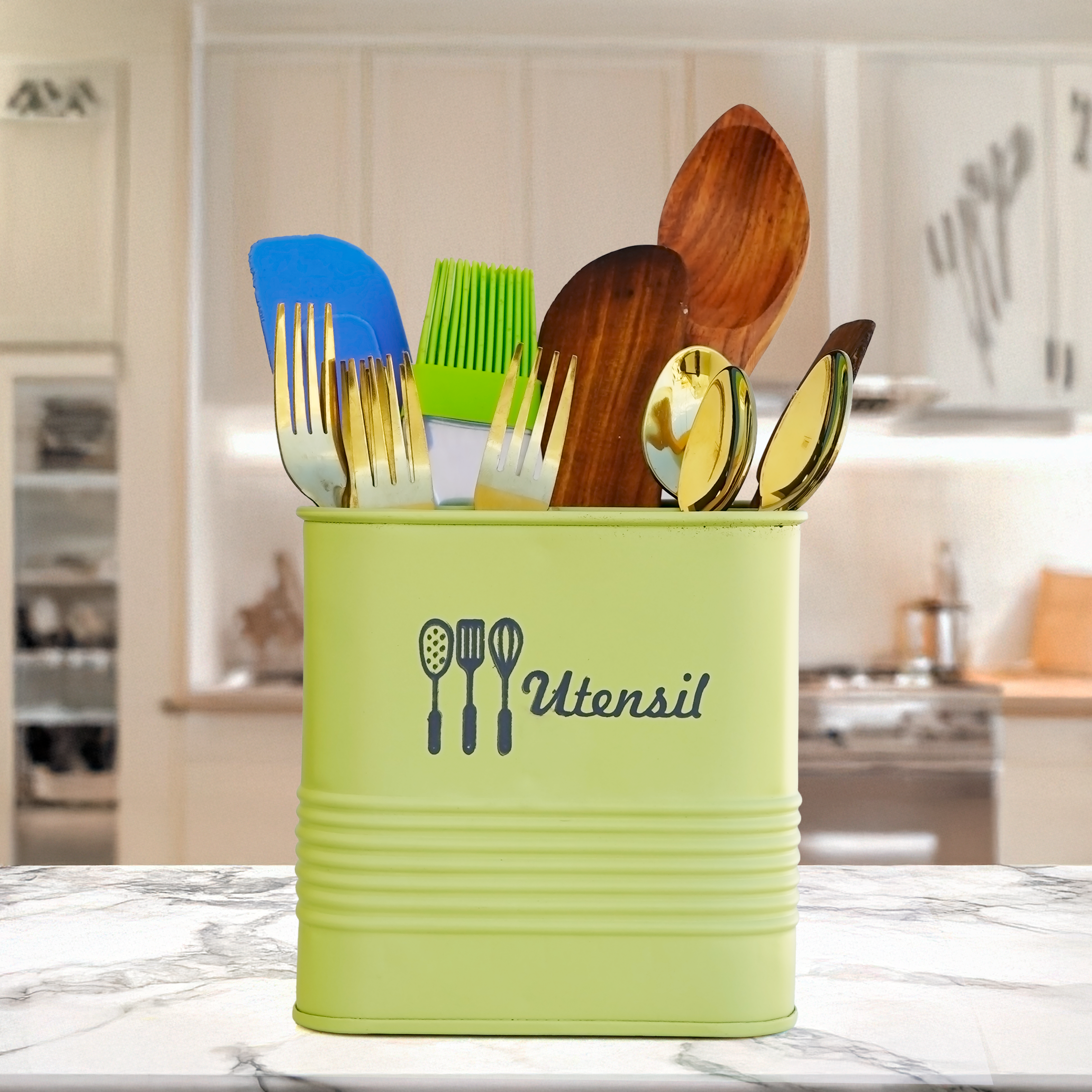 Matte Green Utensil Jar | Casa Kriti