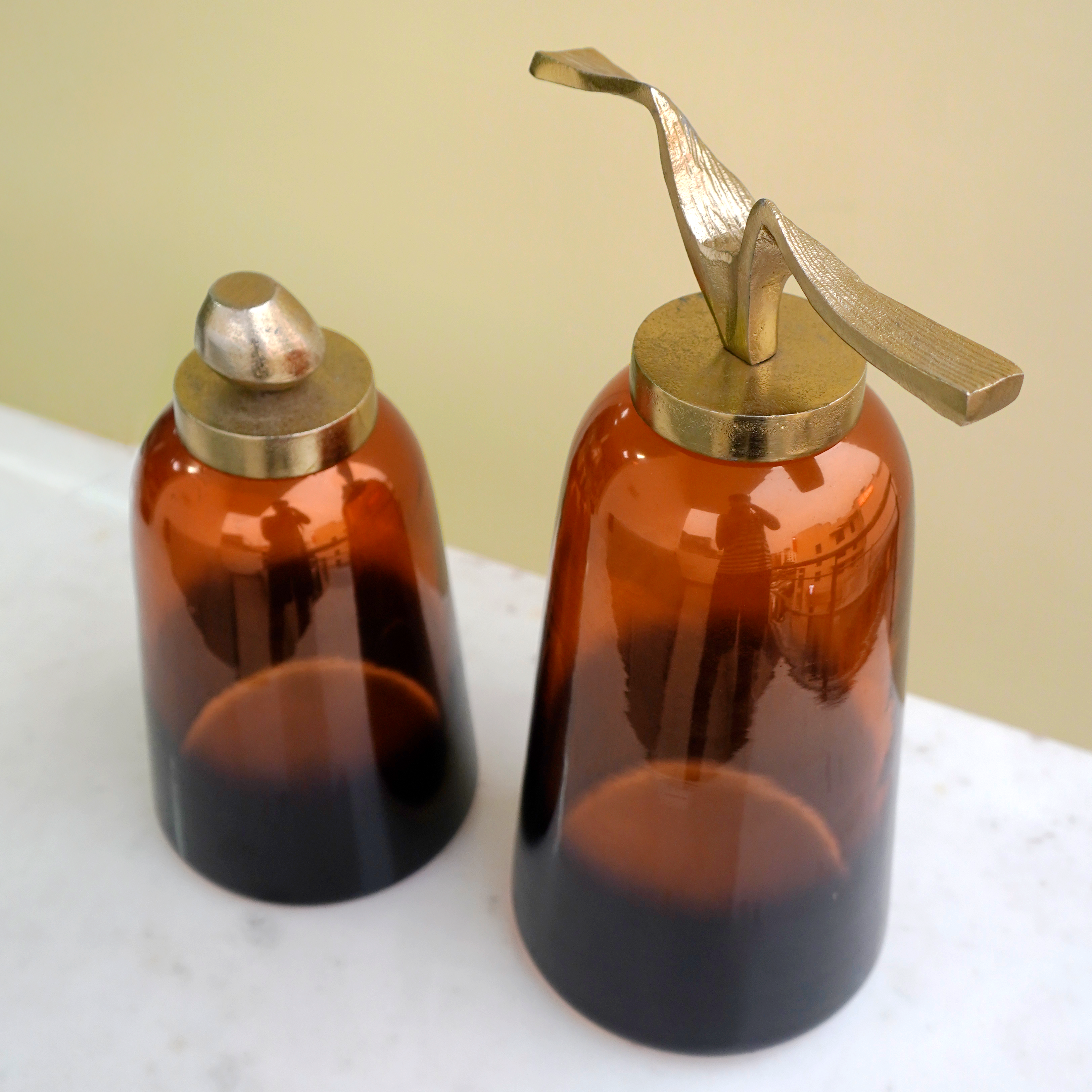 Amber Glass Decorative Jars Set of 2 | Casa Kriti