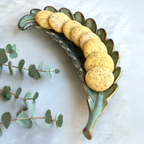 Green Curved Leaf Ceramic Serving Platter | Casa Kriti