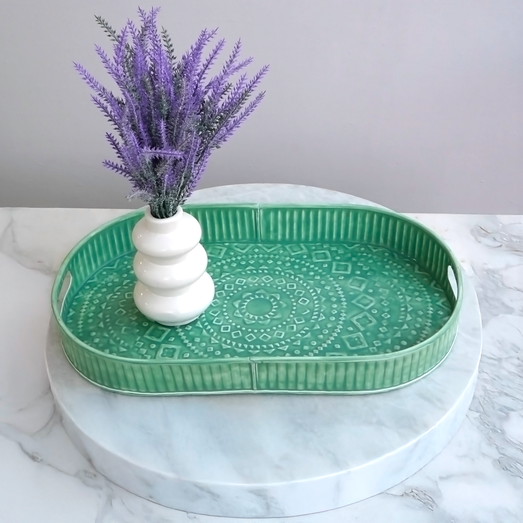 Large Green Serving Tray | Casa Kriti