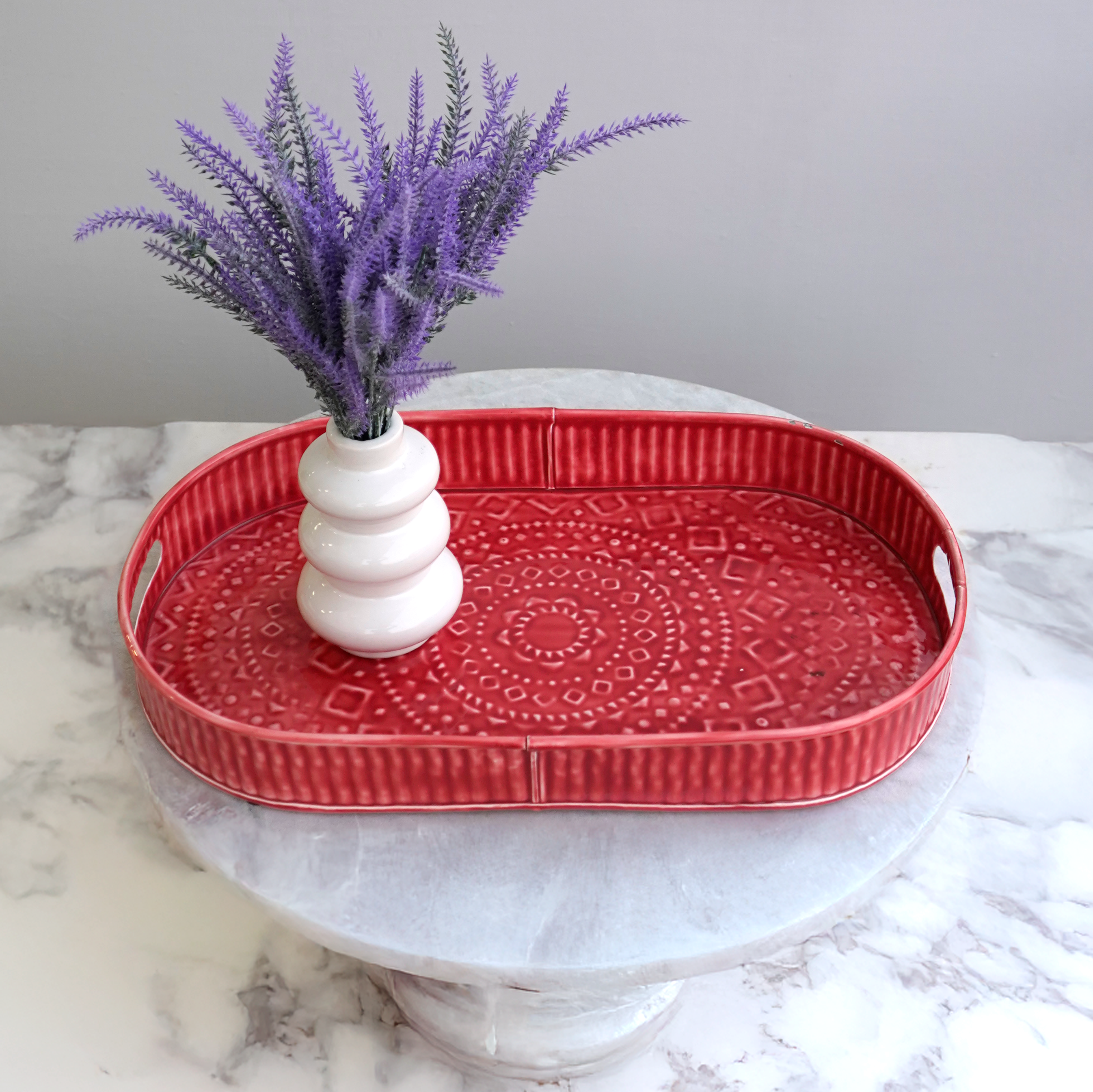 Large Red Serving Tray | Casa Kriti