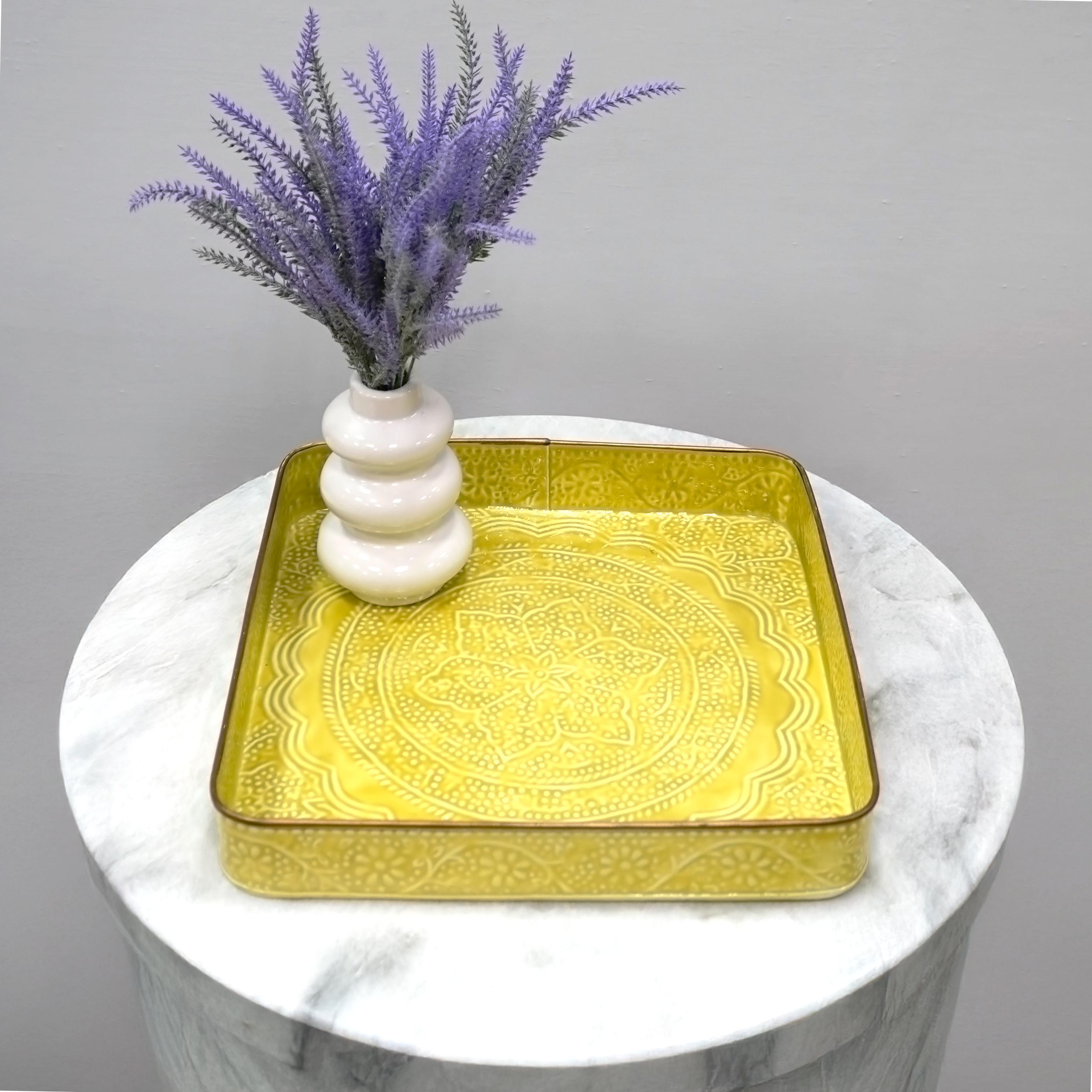 Neon Yellow Square Serving Tray | Casa Kriti