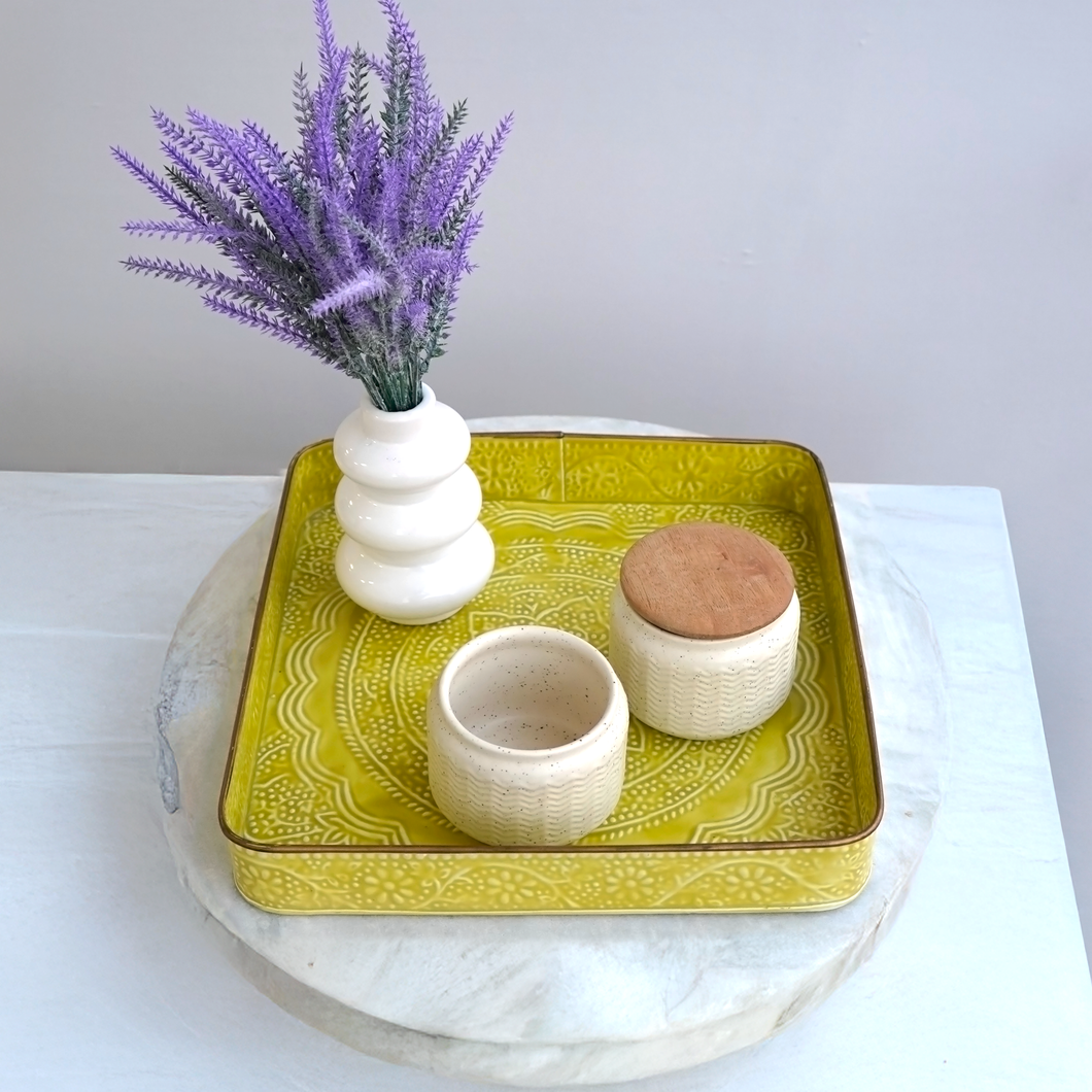 Neon Yellow Square Serving Tray | Casa Kriti