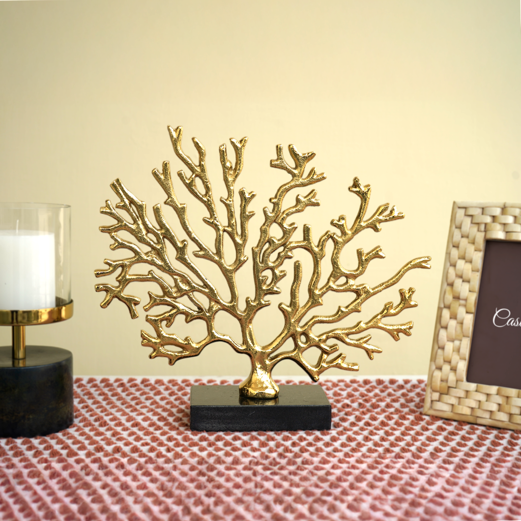 Gold Tree Of Life With Black Marble Base | Casa Kriti