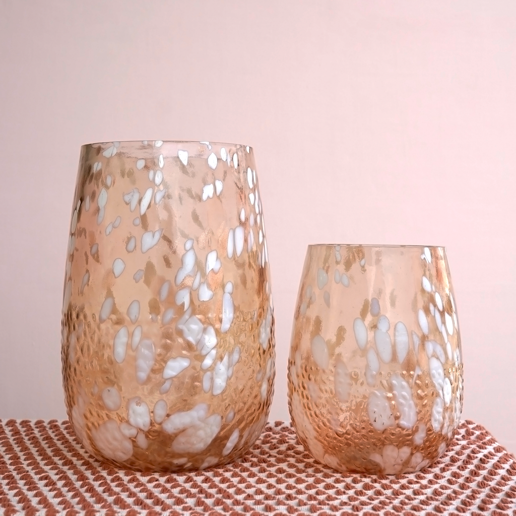 Blush Blossom Glass Vase Set of 2 | Casa Kriti
