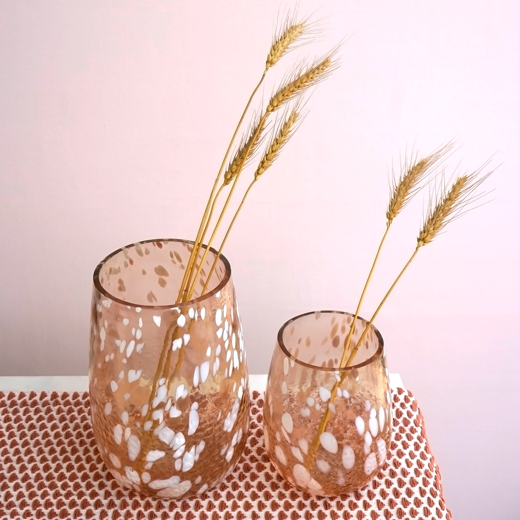 Blush Blossom Glass Vase Set of 2 | Casa Kriti