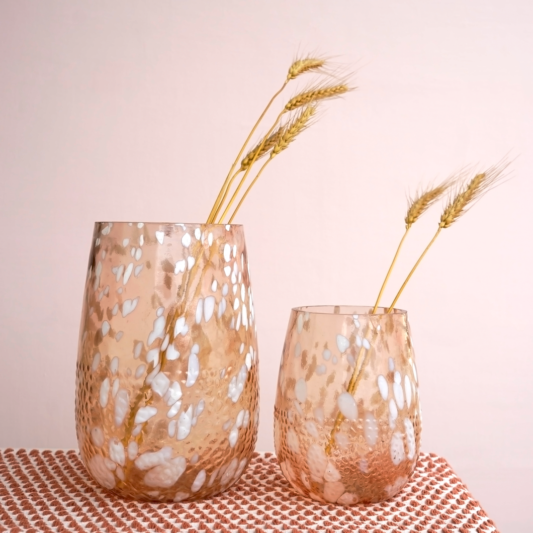 Blush Blossom Glass Vase Set of 2 | Casa Kriti