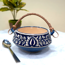 Load image into Gallery viewer, Blue Ceramic Basket Serving Bowl | Casa Kriti
