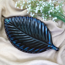 Load image into Gallery viewer, Black Leaf Shaped Ceramic Serving Platter | Casa Kriti
