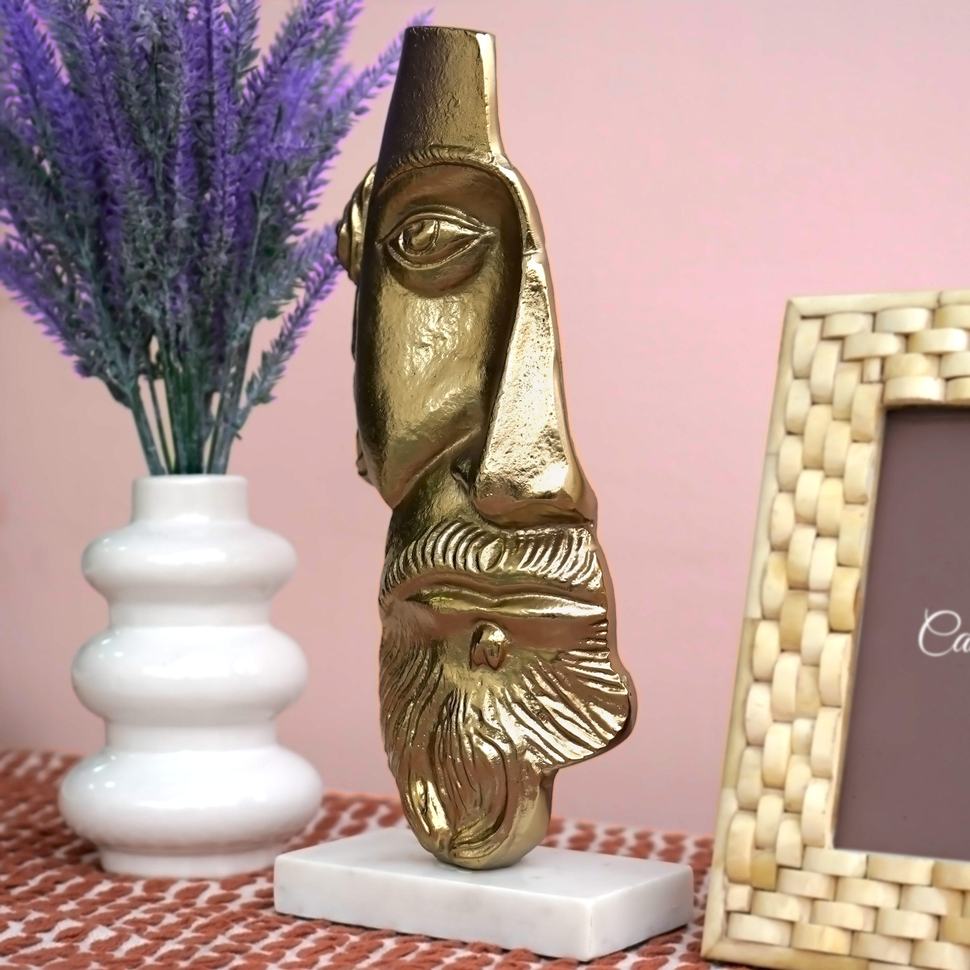 Regal Gold Bearded Face Figurine | Casa Kriti