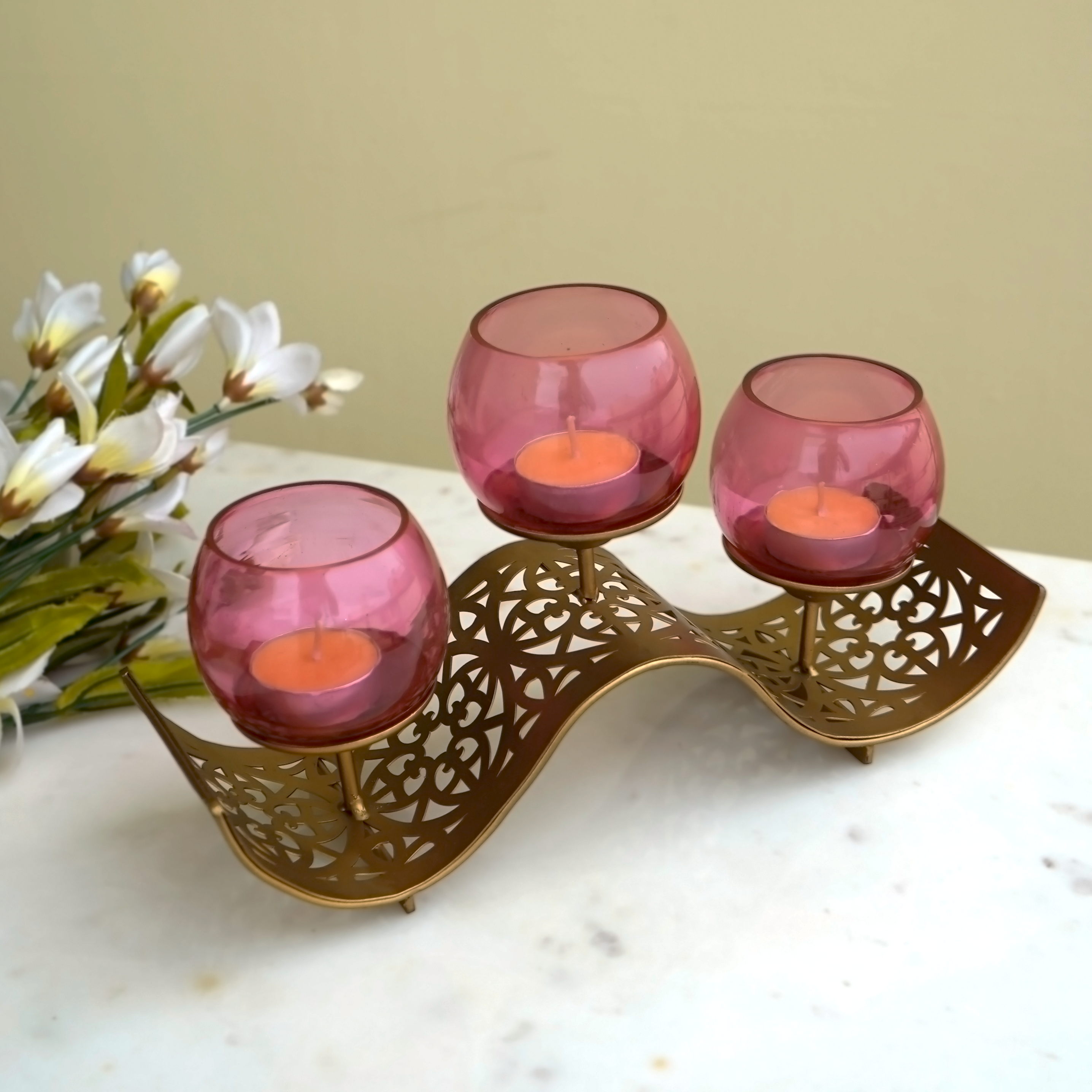 Blush Glow Tea Light Holder Set | Casa Kriti