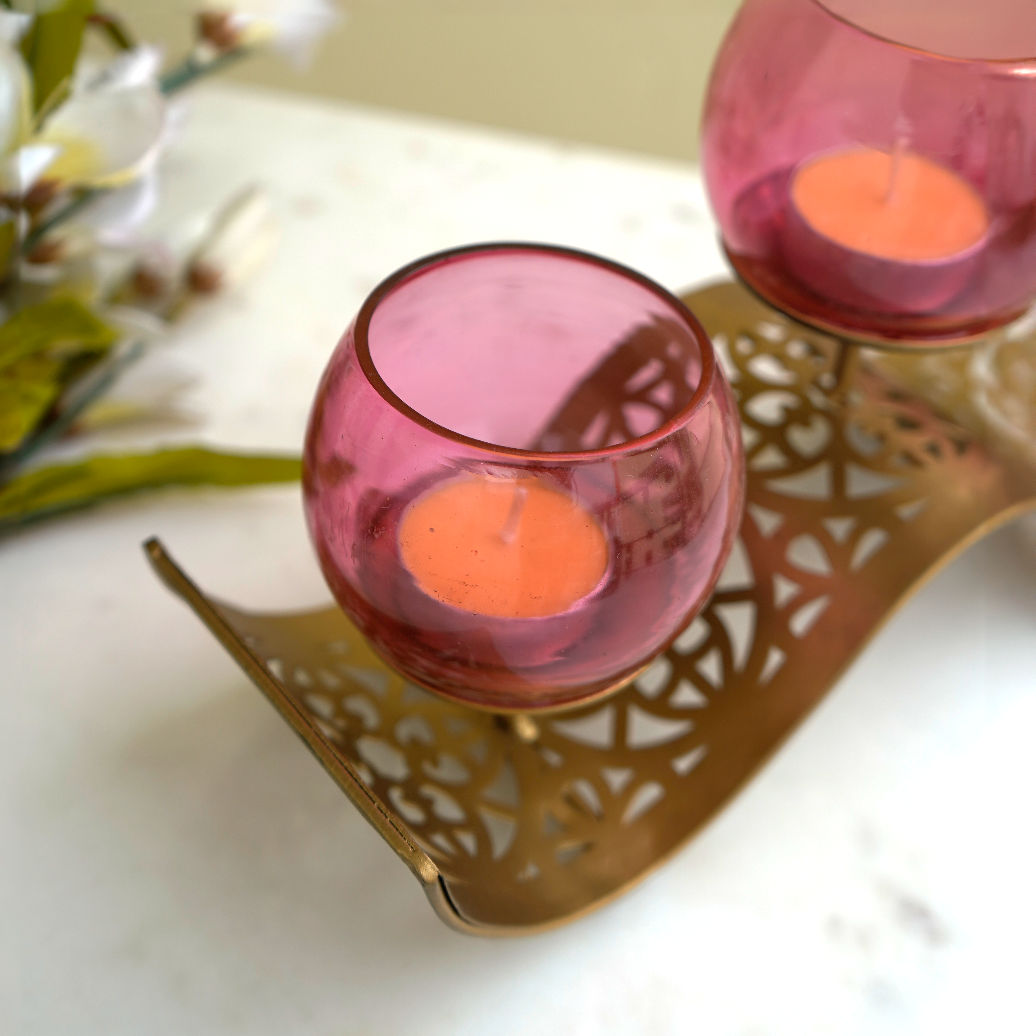 Blush Glow Tea Light Holder Set | Casa Kriti