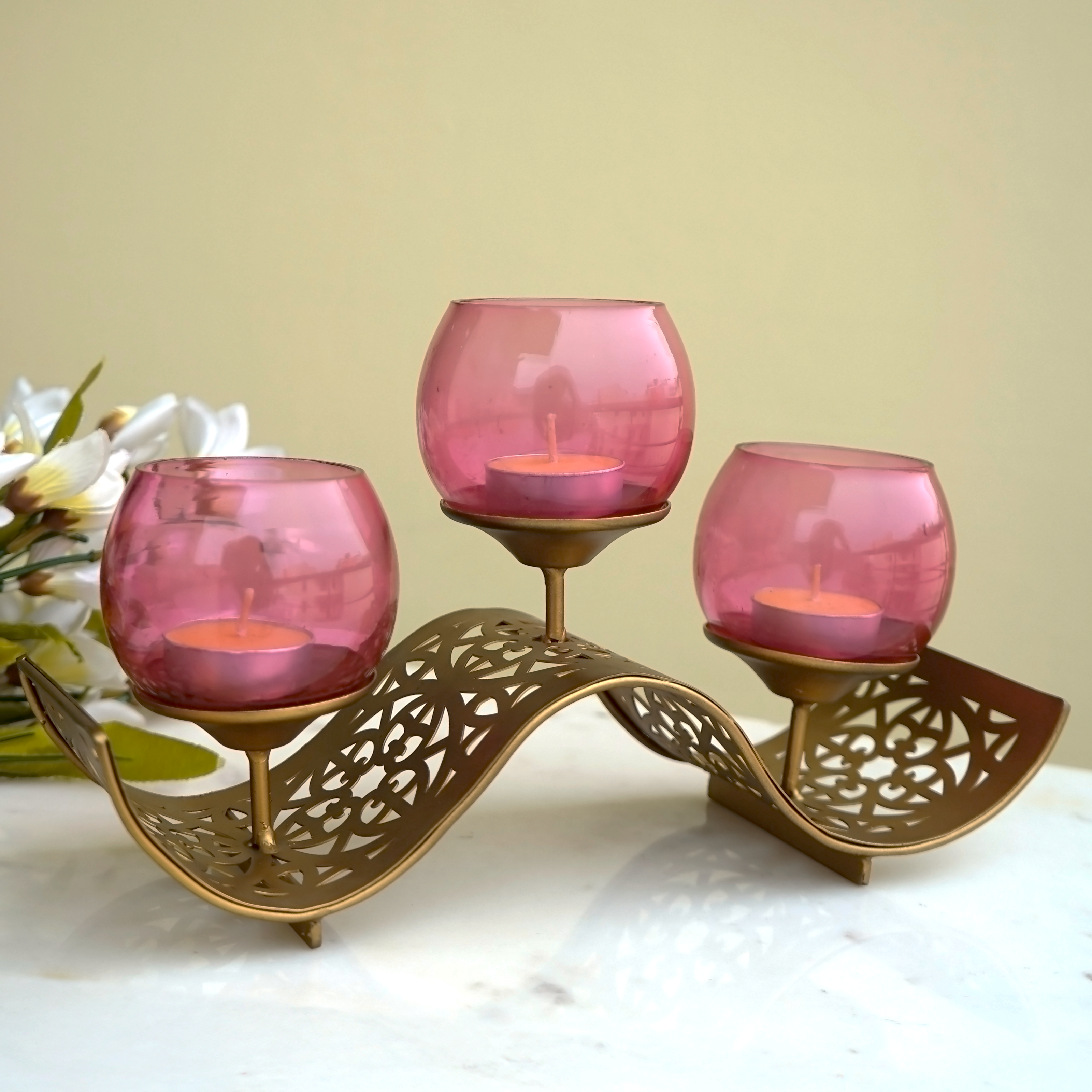 Blush Glow Tea Light Holder Set | Casa Kriti